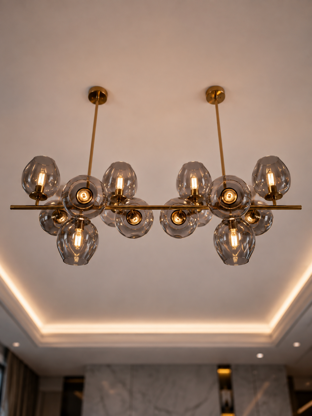 The Virelli Orb — Luxury Smoked Glass Linear Chandelier
