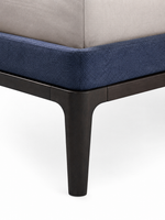 The Arvello Bed — Modern Blue Upholstered Bed with Wooden Base