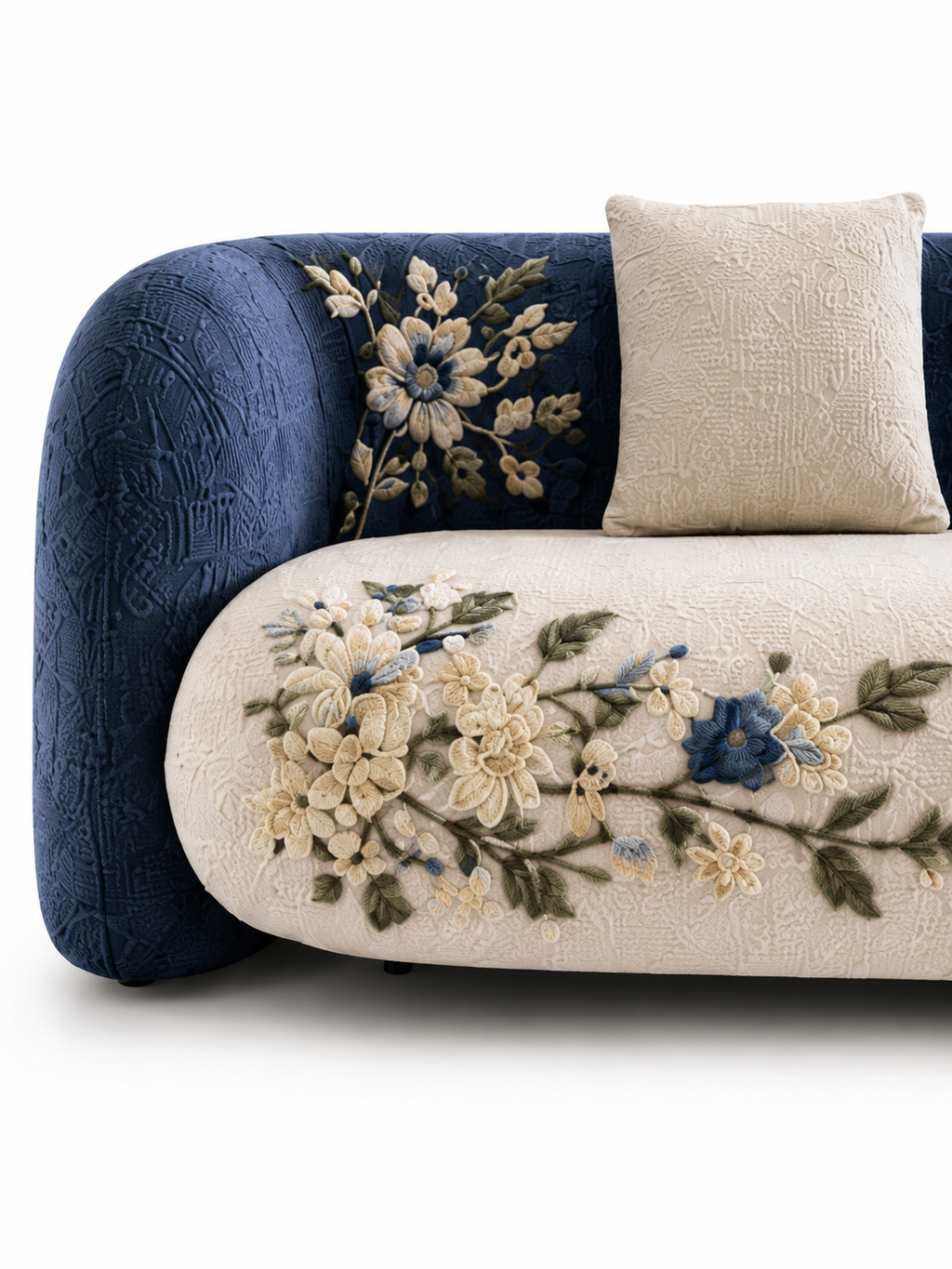 The Uvelora Sofa — Luxury Botanical Curved 4 Seater Sofa