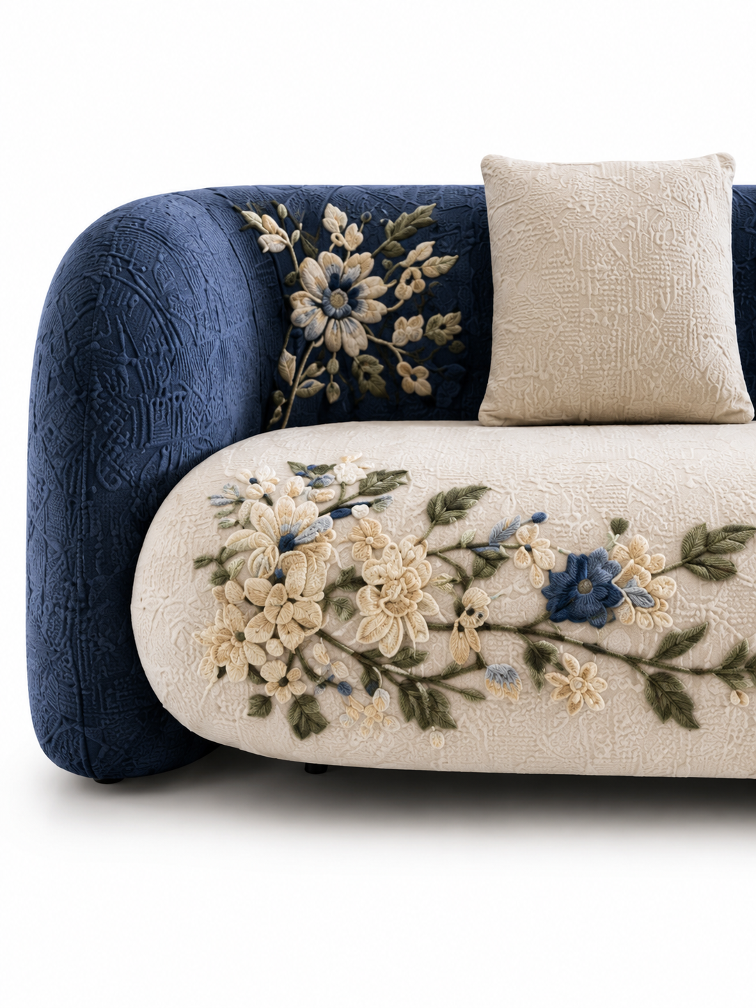 The Uvelora Sofa — Luxury Botanical Curved 4 Seater Sofa