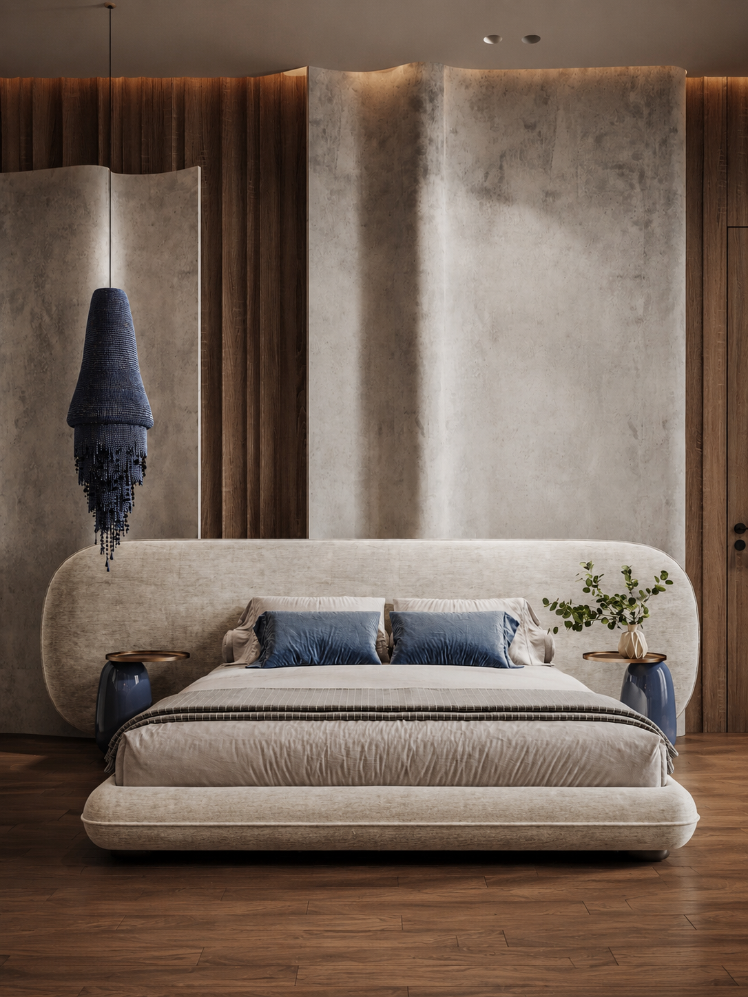 The Yarrow Bed — Luxury Curved Upholstered Bed