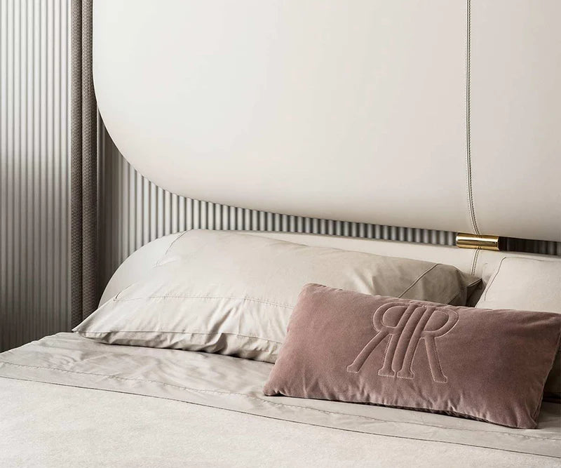 Voguish Modern Trendy  Leatherette Upholstered Off White Bed With Storage In