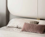 Voguish Modern Trendy  Leatherette Upholstered Off White Bed With Storage In
