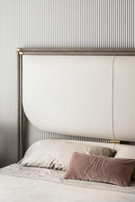 Voguish Modern Trendy  Leatherette Upholstered Off White Bed With Storage In