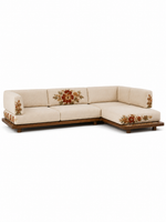 The Zinnara Sofa — Luxury Floral Embroidered L-Shaped Sectional Sofa