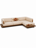The Zinnara Sofa — Luxury Floral Embroidered L-Shaped Sectional Sofa