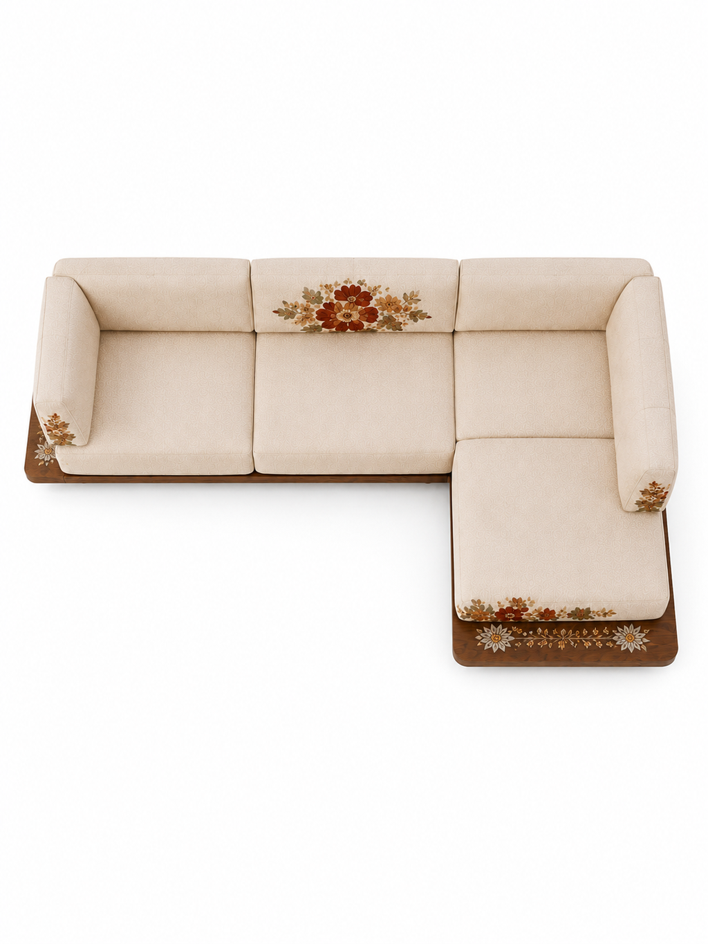 The Zinnara Sofa — Luxury Floral Embroidered L-Shaped Sectional Sofa