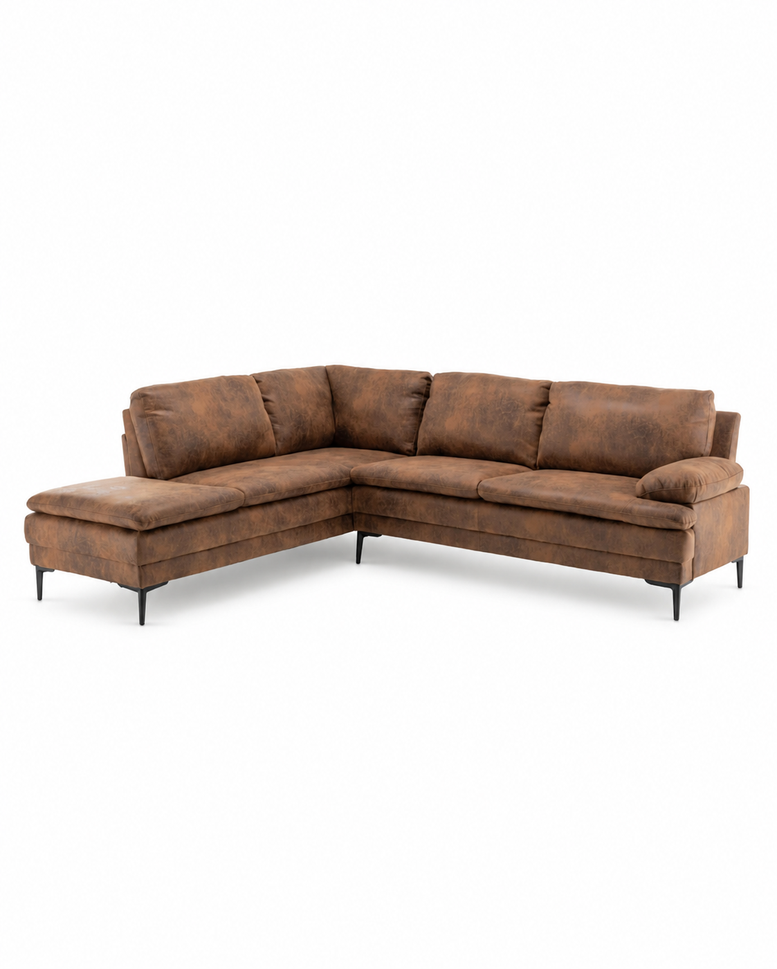 Vintage Upholstered Suede L-Shaped 5 Seater Sofa