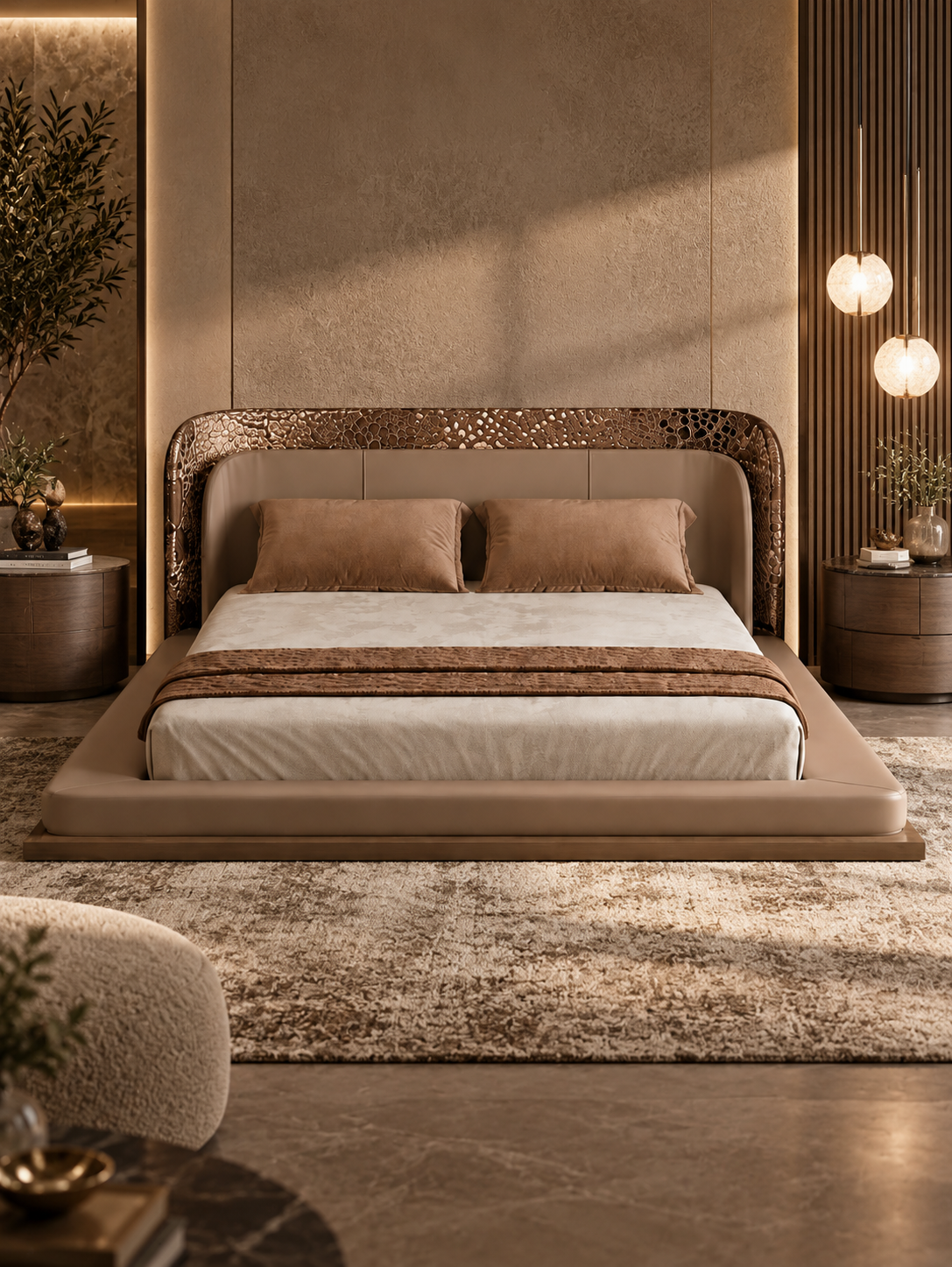 The Seraphine Bed — Luxury Sculptural Upholstered Bed