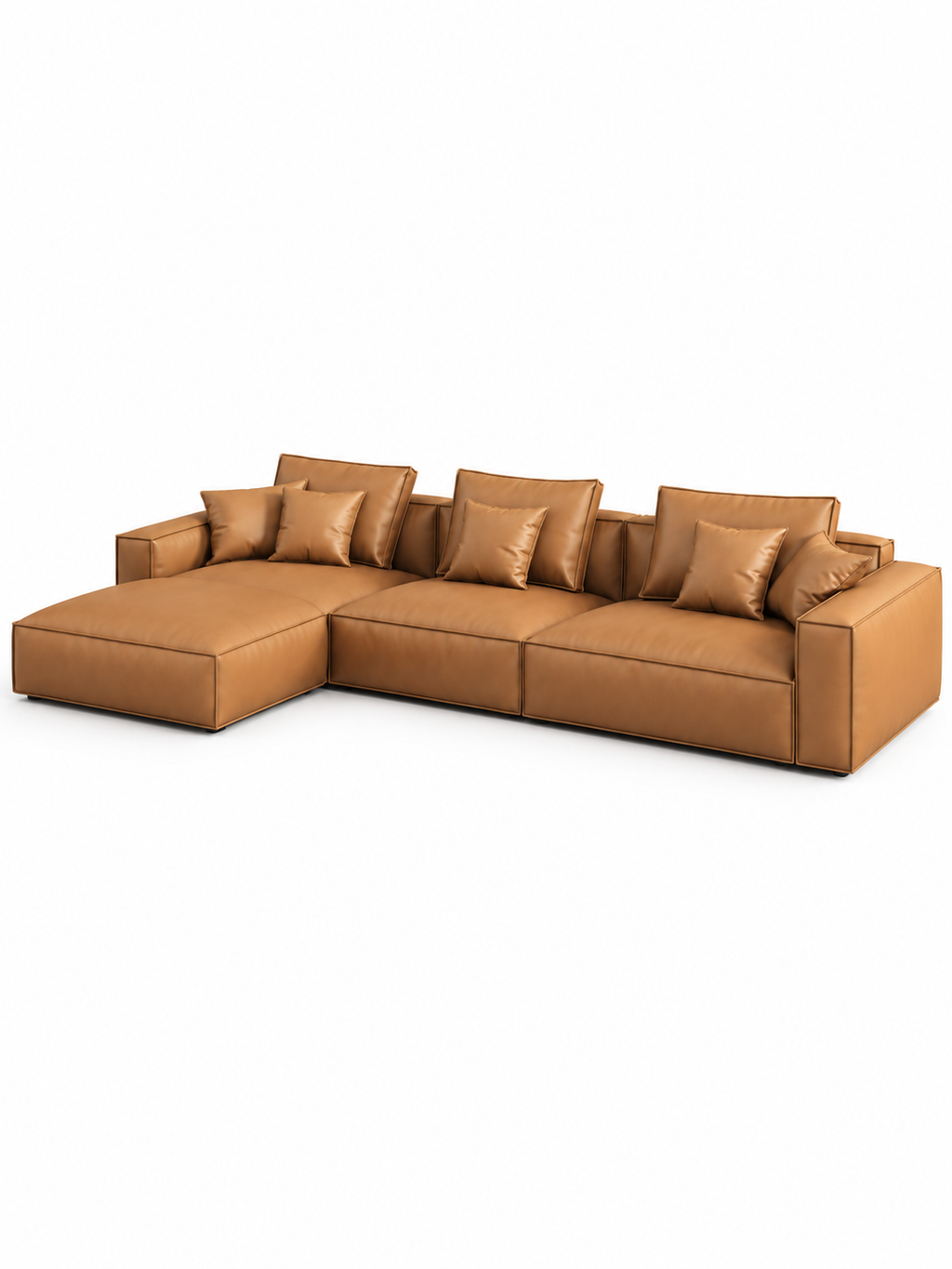 The Tavero Sofa — Luxury Caramel 7 Seater L-Shaped Sectional Sofa