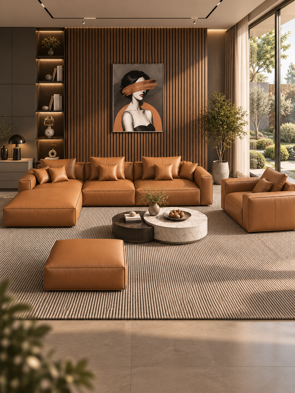 The Tavero Sofa — Luxury Caramel 7 Seater L-Shaped Sectional Sofa