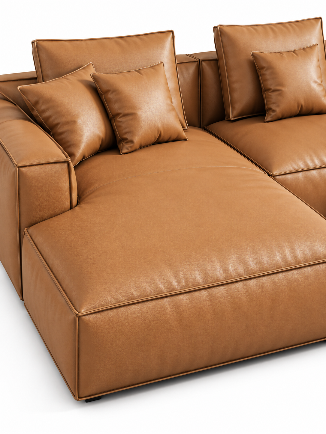 The Tavero Sofa — Luxury Caramel 7 Seater L-Shaped Sectional Sofa