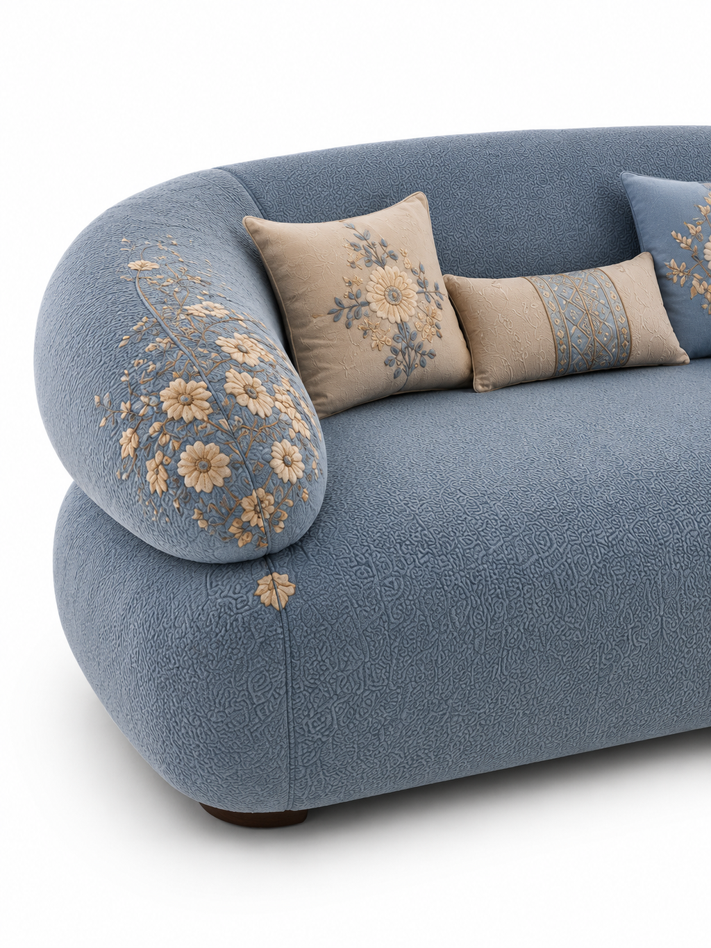 The Azureh Sofa — Luxury Mughal-Inspired Embroidered 3 Seater Sofa