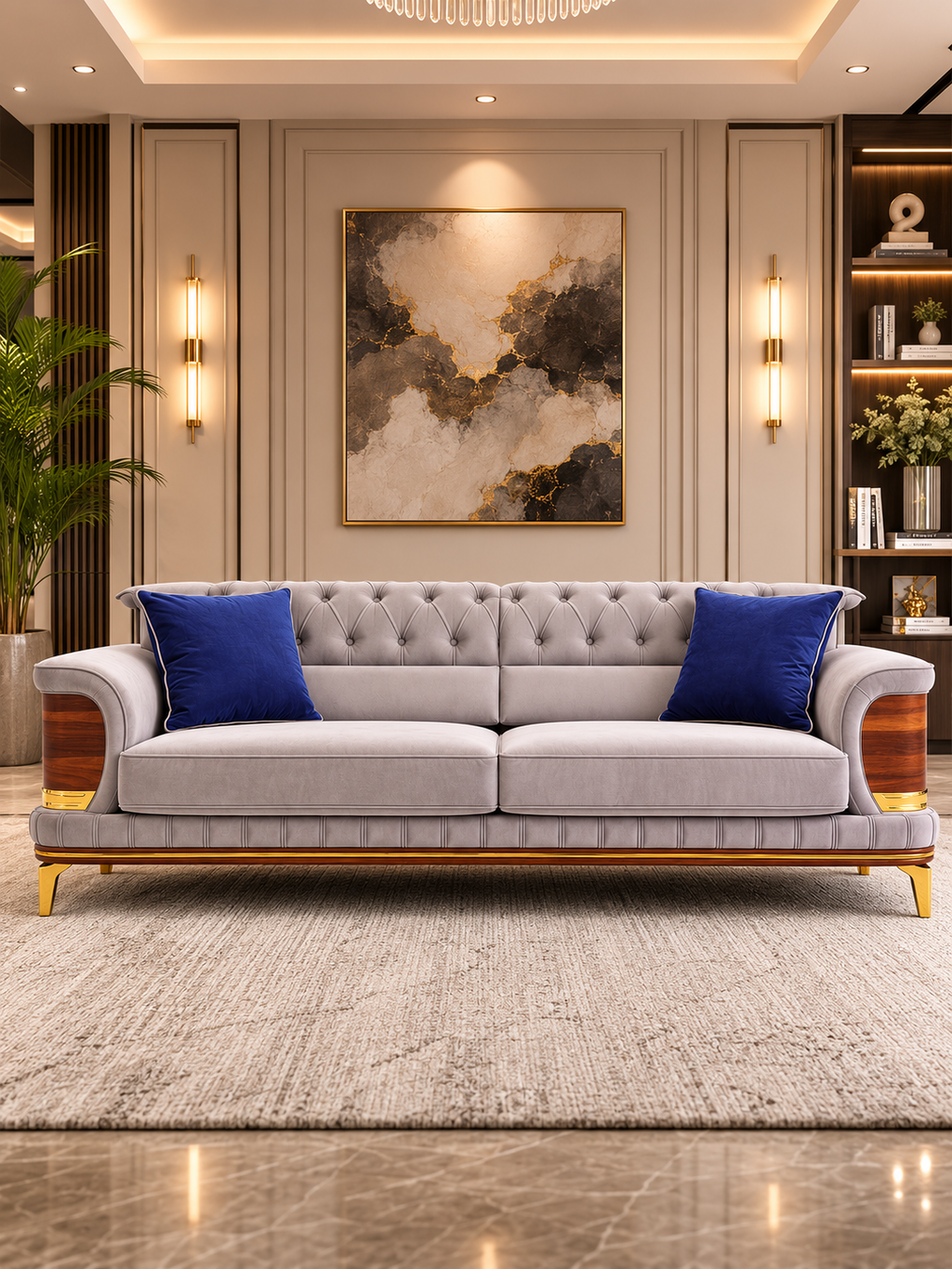 Oyster Luxury Turkish Signature Fabric Sofa Set