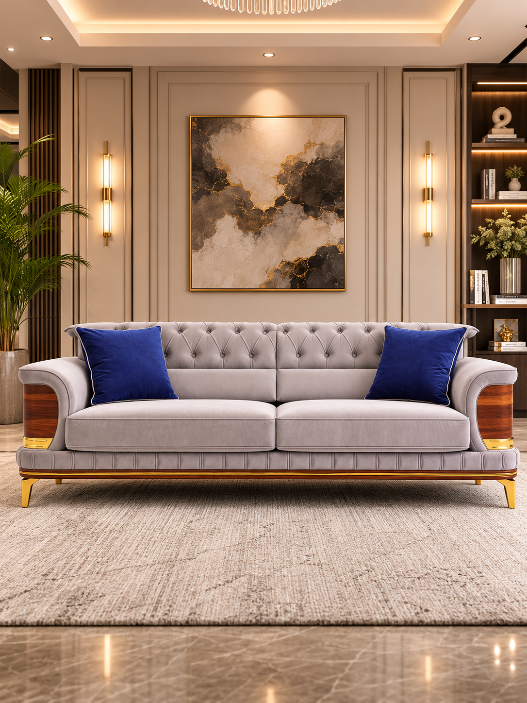Oyster Luxury Turkish Signature Fabric Sofa Set