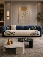The Uvelora Sofa — Luxury Botanical Curved 4 Seater Sofa