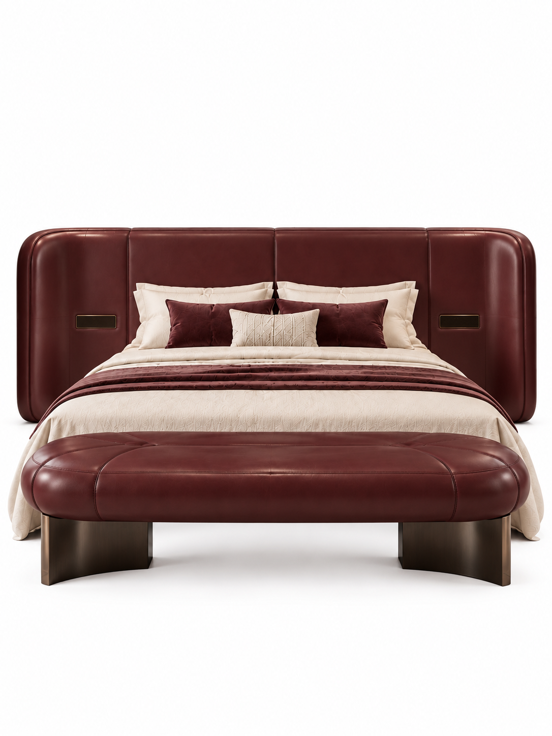 The Isolde Bed — Luxury Burgundy Upholstered Bed
