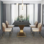 Splendor Modern Rectangular Dining Table and Chair Combination with Italian Stone and Glass Top