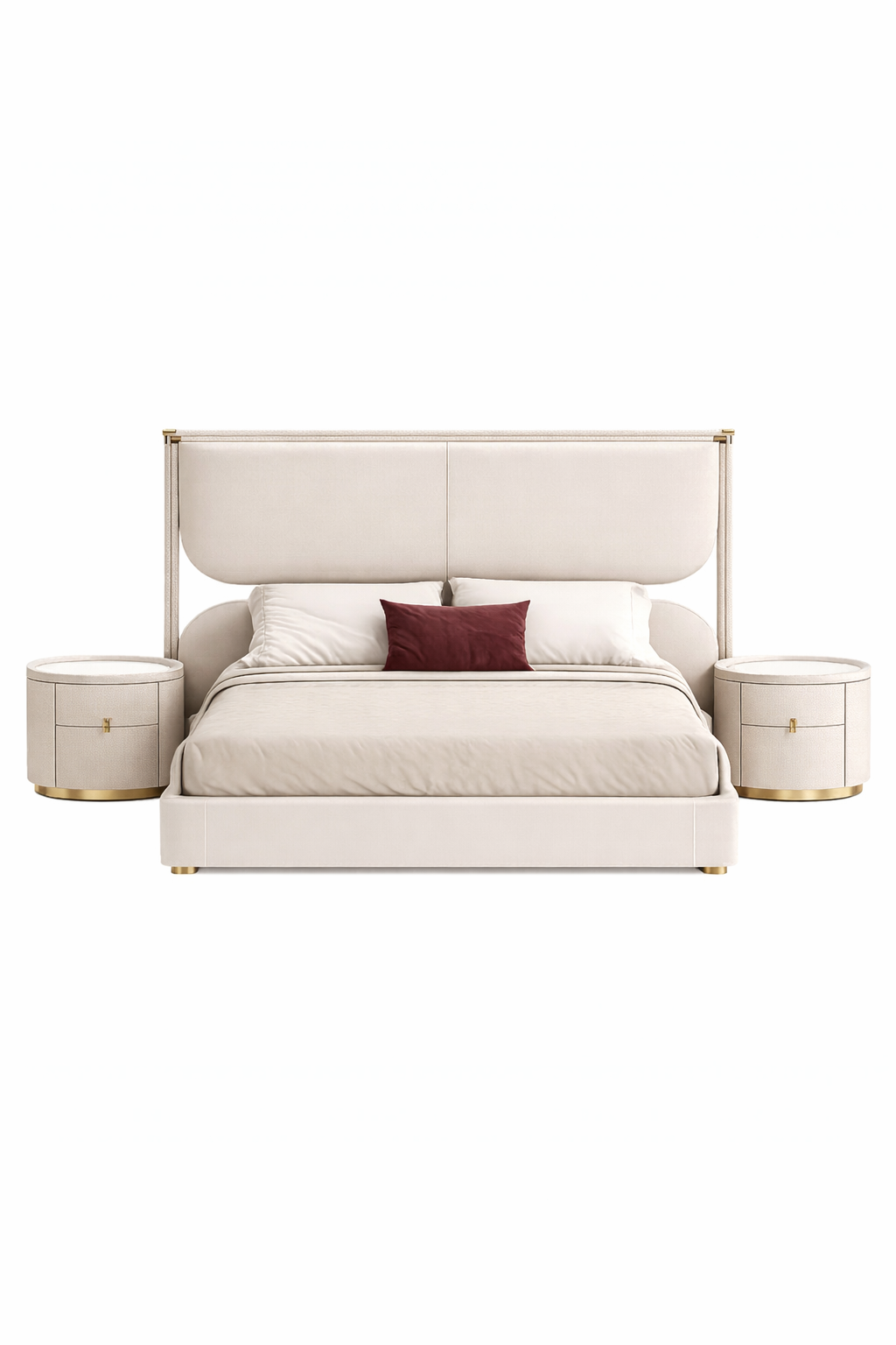Voguish Modern Trendy  Leatherette Upholstered Off White Bed With Storage In