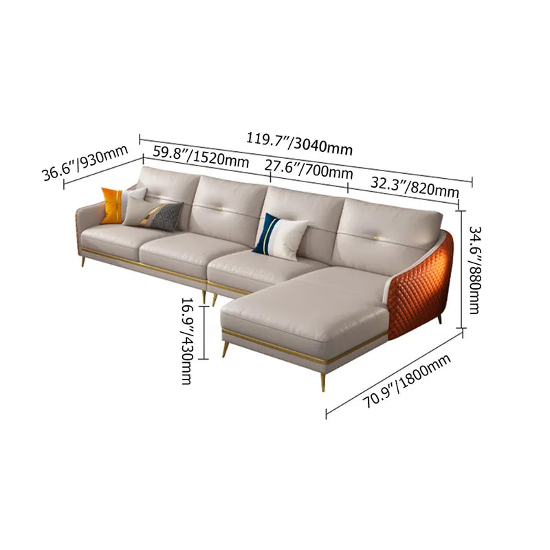 Crystal Modern Beige L-Shaped Corner Sofa