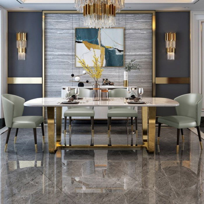minimalist stainless steel and marble table design with luxurious golden accents part pay 1