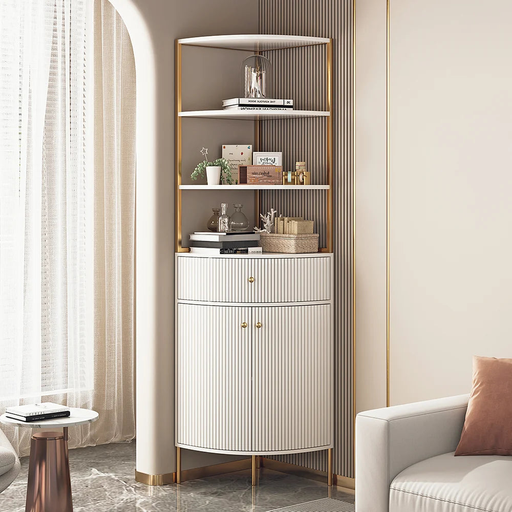 Moya Modern White Corner Bookshelf
