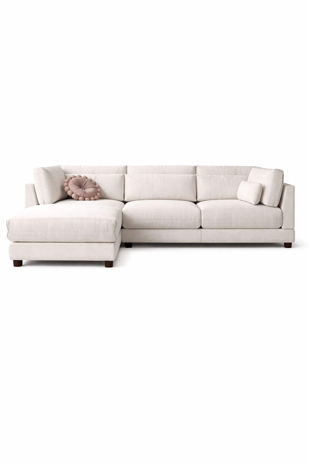 Ritzy Minimalist Upholstered Modular L-Shaped Sofa Couch with Ottoman