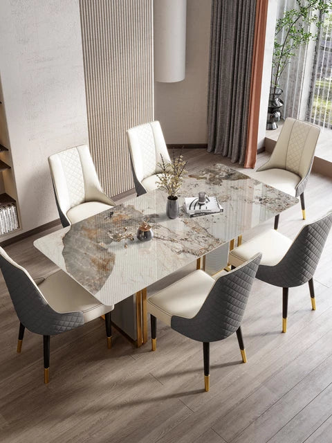 Magnificent Luxury 6 Seater Dining Table In Golden Stainless Steel