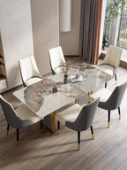 Magnificent Luxury 6 Seater Dining Table In Golden Stainless Steel Part Pay 1