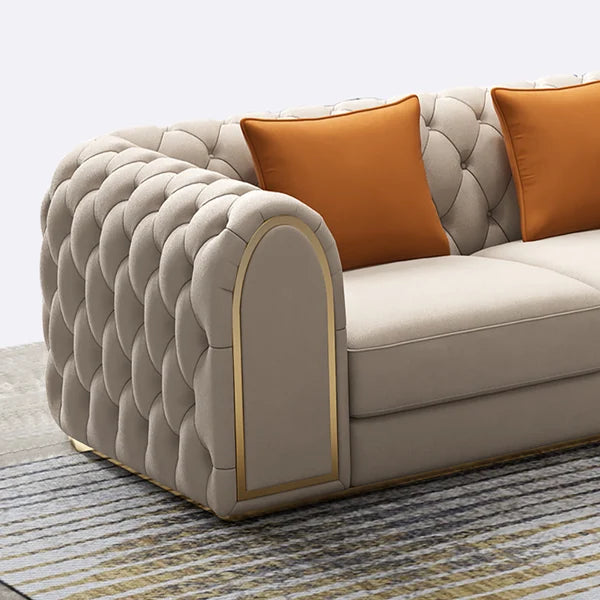 Arzo Modern Luxury Velvet Upholstered Chesterfield Sofa Set