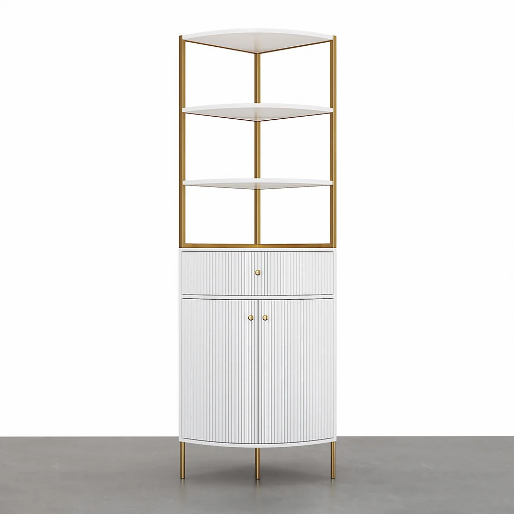Moya Modern White Corner Bookshelf