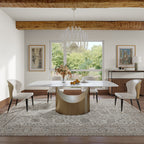 Moza Modern Contemporary Brushed Gold Luxury Dining Set