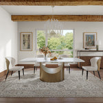 Moza Modern Contemporary Brushed Gold Luxury Dining Set