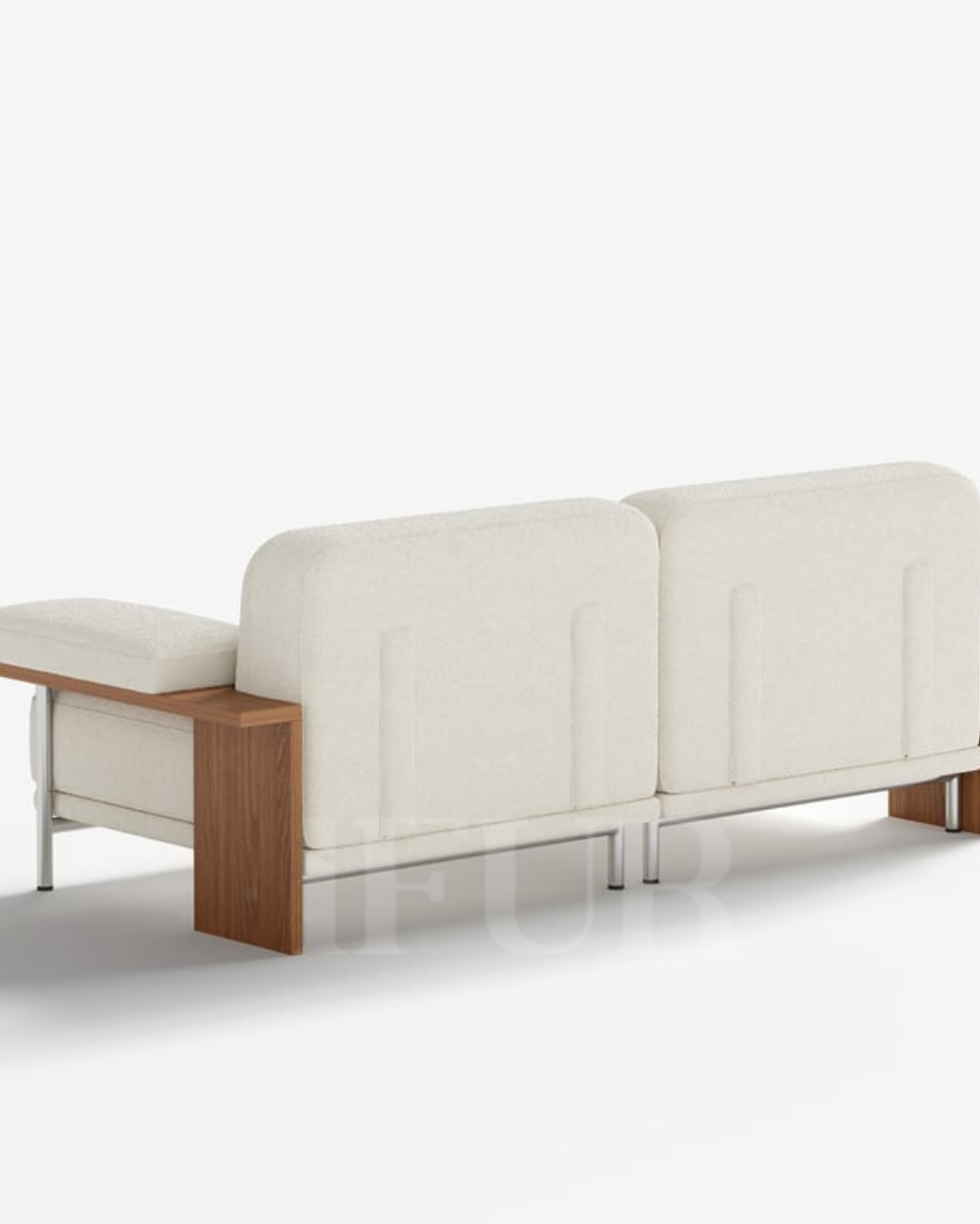 Canyon Cream Velvet 2 Seater Modular Sofa With Ash Wood Frame