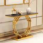 Bailey Designer Ring Console With Marble Top and Golden Base
