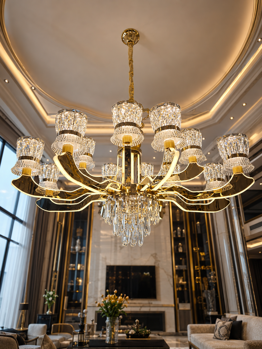 The Valerisse Crown — Luxury Gold Crystal Chandelier