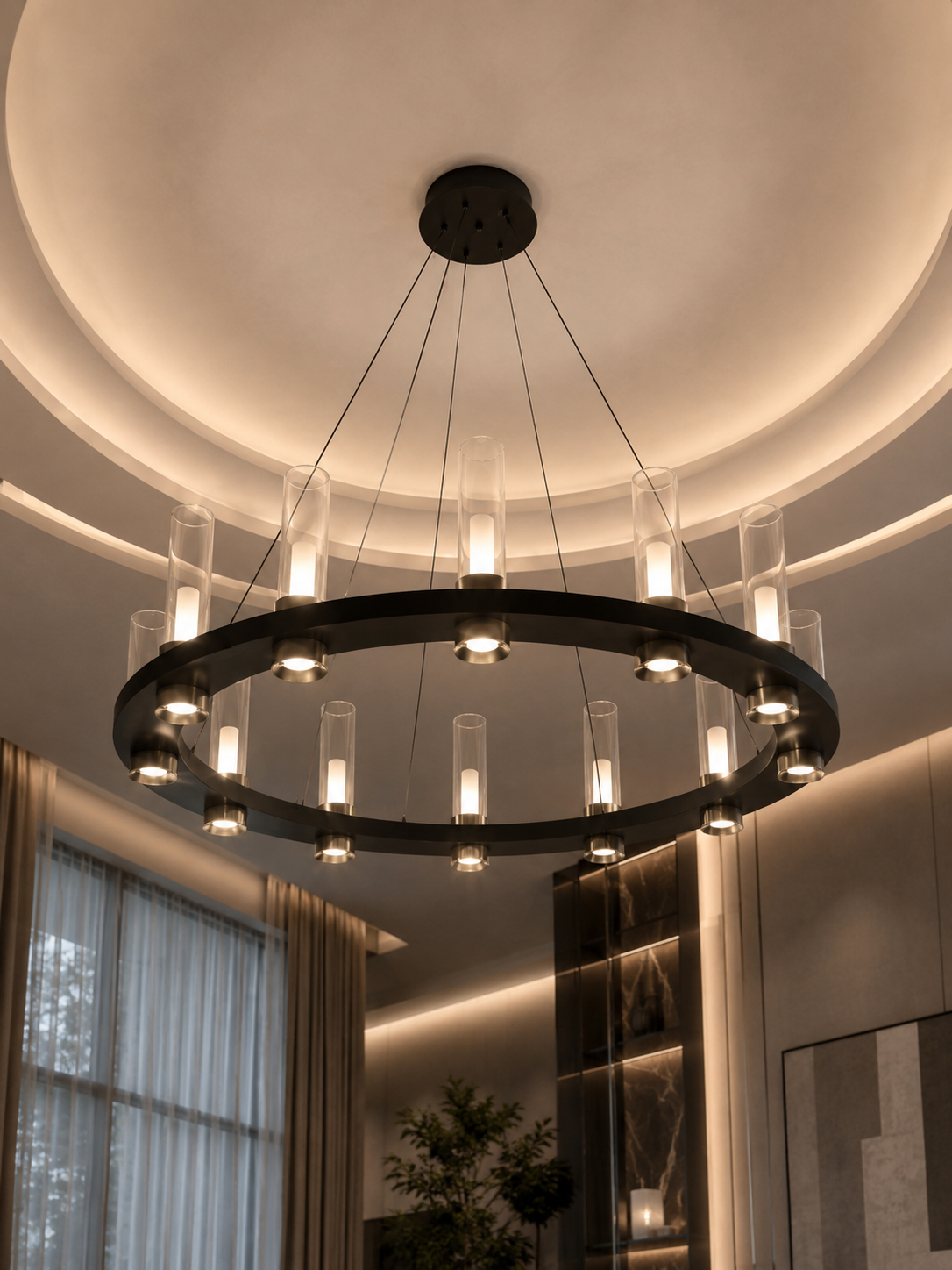 The Lucerra Chandelier — Luxury Modern Ring Glass Pendant Chandelier
