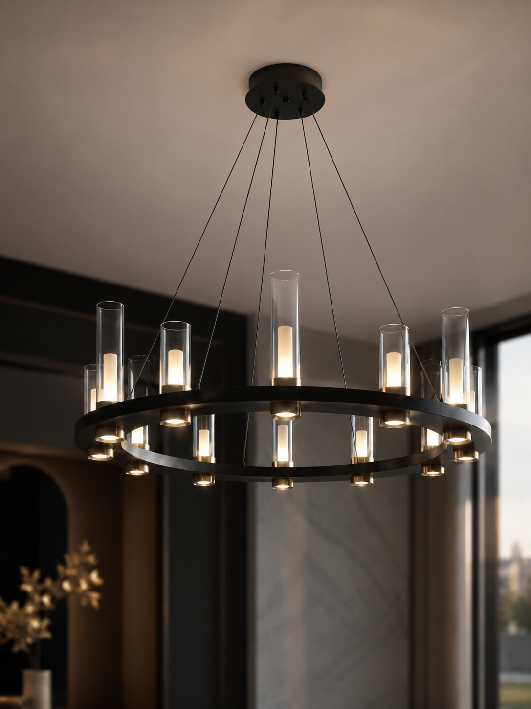 The Lucerra Chandelier — Luxury Modern Ring Glass Pendant Chandelier