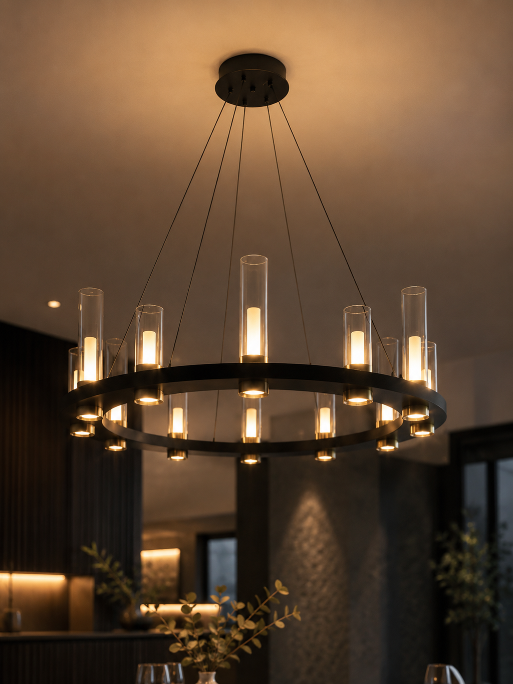 The Lucerra Chandelier — Luxury Modern Ring Glass Pendant Chandelier
