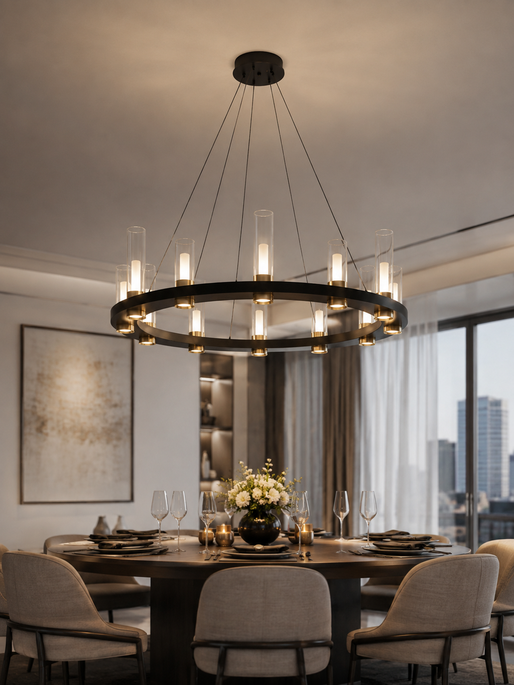 The Lucerra Chandelier — Luxury Modern Ring Glass Pendant Chandelier