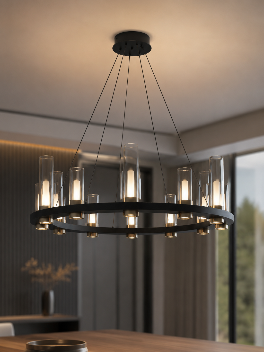The Lucerra Chandelier — Luxury Modern Ring Glass Pendant Chandelier