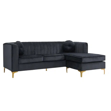 Glitz Modern L Shaped Velvet Sofa