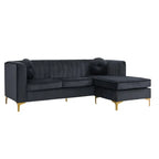 Glitz Modern L Shaped Velvet Sofa