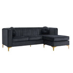 Glitz Modern L Shaped Velvet Sofa