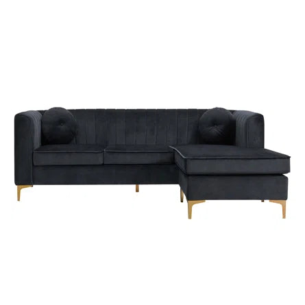 Glitz Modern L Shaped Velvet Sofa