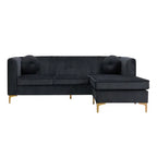 Glitz Modern L Shaped Velvet Sofa