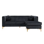 Glitz Modern L Shaped Velvet Sofa