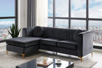 Glitz Modern L Shaped Velvet Sofa