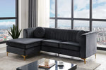 Glitz Modern L Shaped Velvet Sofa