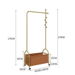 Alen Decorative Full Length Standing Floor Mirror Decor in Gold with Marble Base With Basket